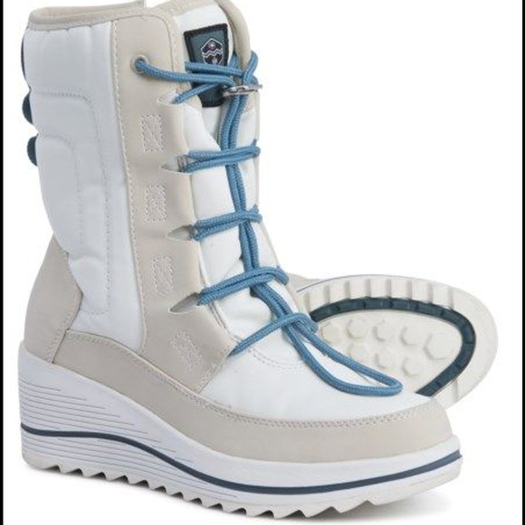 Khombu Waterproof Lace-Up Wedge Winter Boots Whitecap White - Medium - Picture 1 of 3